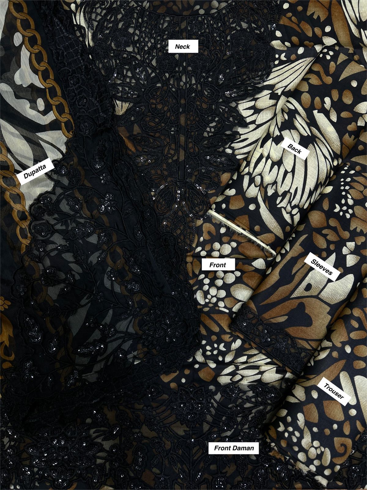 Maria B MPT-2809-B Luxury Lawn & Chiffon Ensemble | Embroidered Pakistani Dress - Image 7