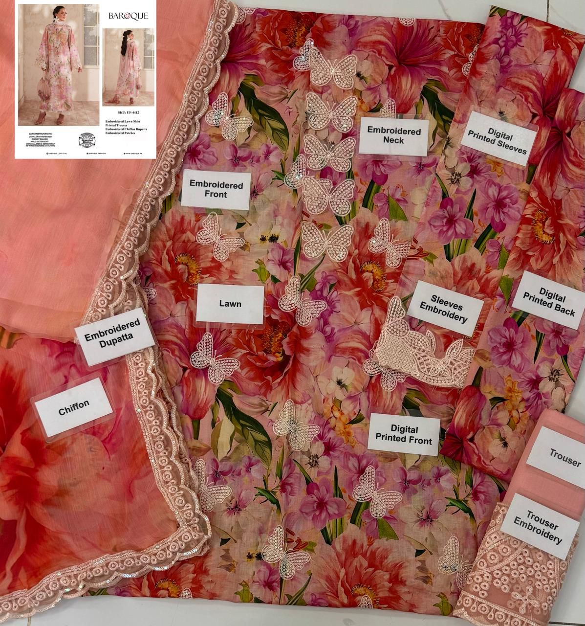 Exquisite Lawn Suit with Chiffon Dupatta & Intricate Embroidery - Image 8