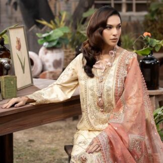 IMROZIA Masterpiece Summer Chikankari Embroidered Lawn Cotton Suit with Khaddi Net Dupatta