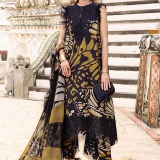 Maria B MPT-2809-B Luxury Lawn & Chiffon Ensemble | Embroidered Pakistani Dress