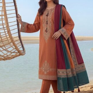 Jazmin Elegant Embroidered Lawn 3pc Unstitched Suit - Premium Collection