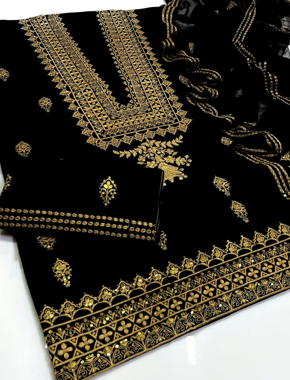 Maroon Lawn Cotton Embroidered Sequence Luxury Unstitched 3pc Maroon (Deep Wine) Black Mustard (Dark Yellow/Ochre) Red (Bright Crimson) Plum (Dark Magenta/Burgundy) Teal Green (Deep Sea Green) - Image 11