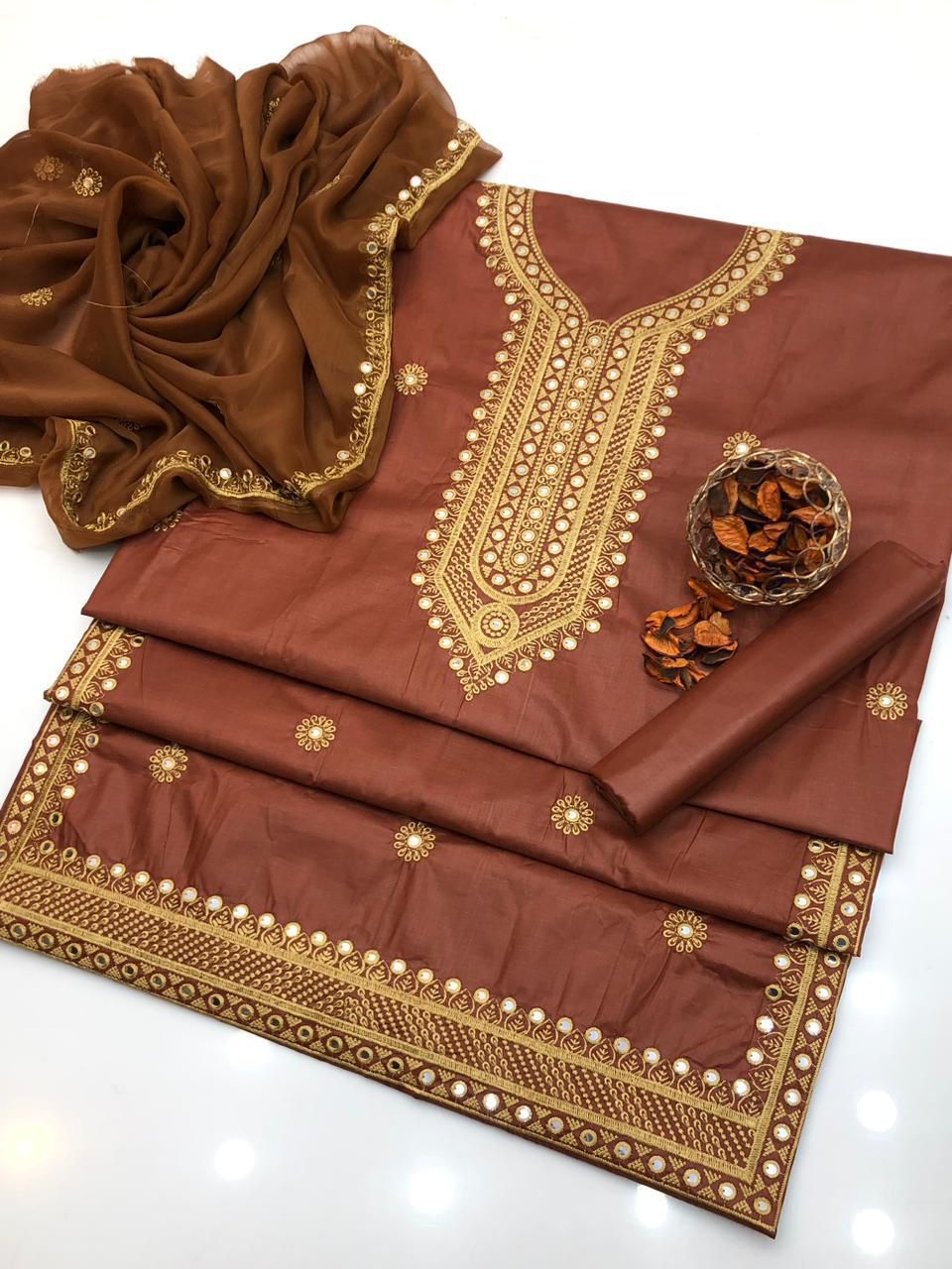 Exquisite Lawn Cotton Embroidered Unstitched 3pc Suit for Eid Festivals - Image 6