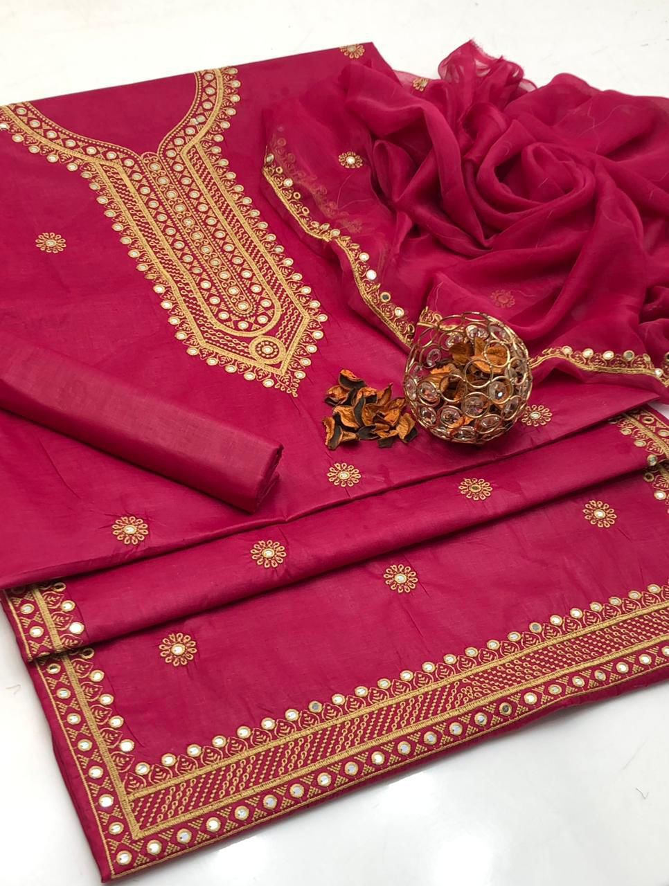 Exquisite Lawn Cotton Embroidered Unstitched 3pc Suit for Eid Festivals - Image 8
