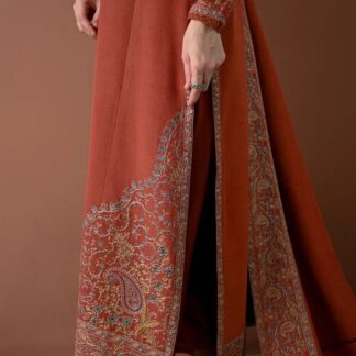 HUSSAIN REHAR Embroidered Lawn Luxury Unstitched 3PC Suit ANG-29 - Exquisite Maroon Design for Timeless Elegance - Step into 