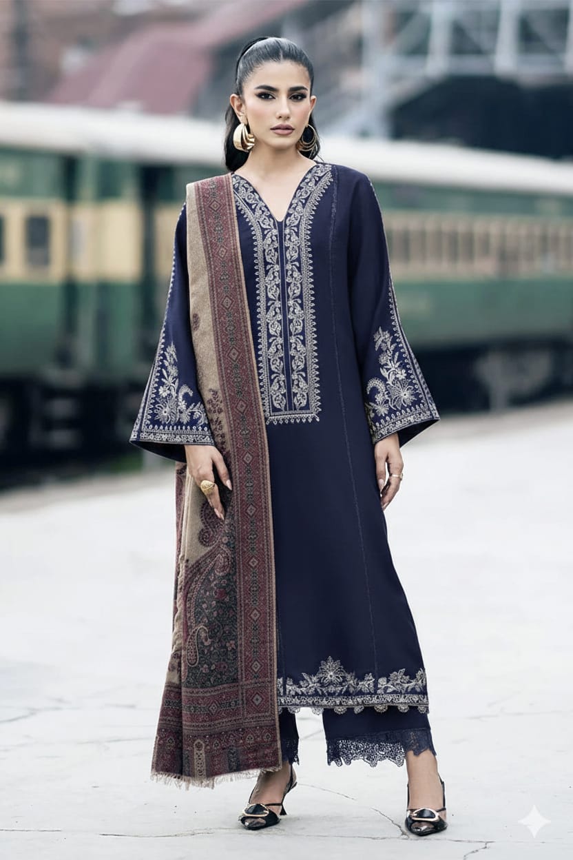 IZEL Premium Embroidered Lawn Unstitched 3PC Suit for Summer - Image 2