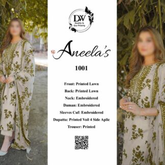ANEELAS Exquisite Embroidered Lawn 3PC Unstitched Suit Collection - Step into a world of sophisticated elegance and