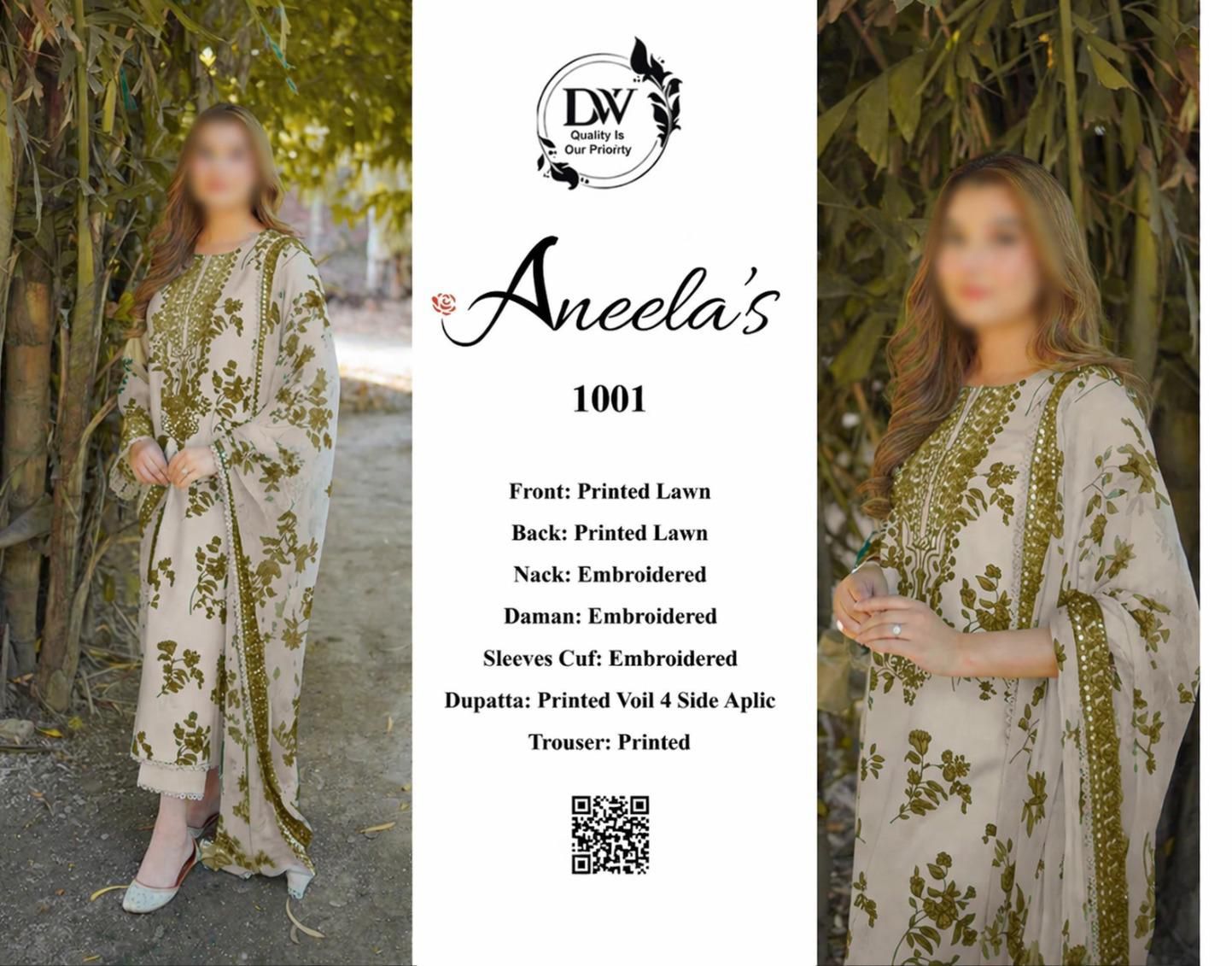 ANEELAS Exquisite Embroidered Lawn 3PC Unstitched Suit Collection - Step into a world of sophisticated elegance and