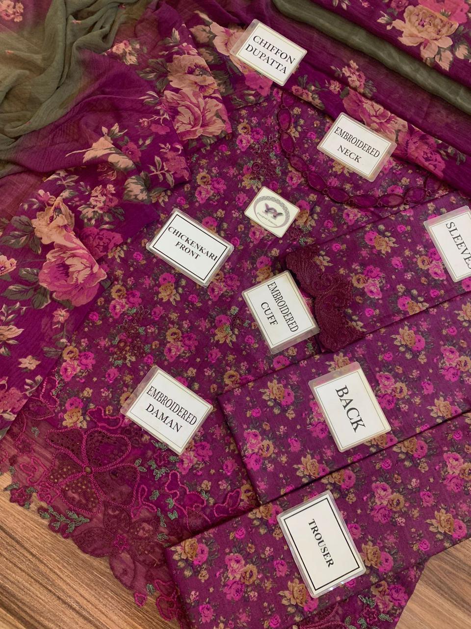Iznik Lawn Collection EFL-09 | Premium Embroidered Floral Unstitched Suit - Image 2