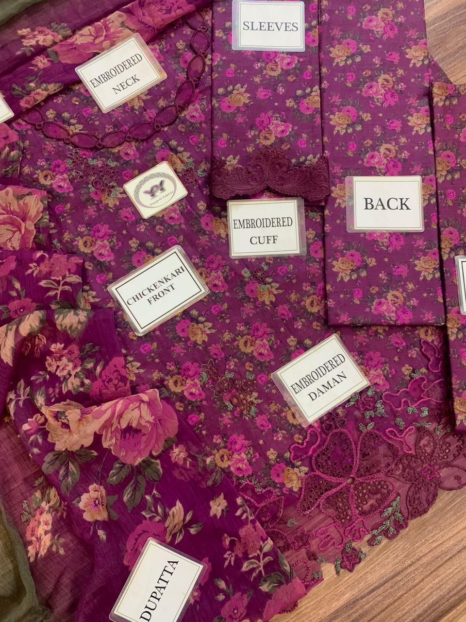 Iznik Lawn Collection EFL-09 | Premium Embroidered Floral Unstitched Suit - Image 3