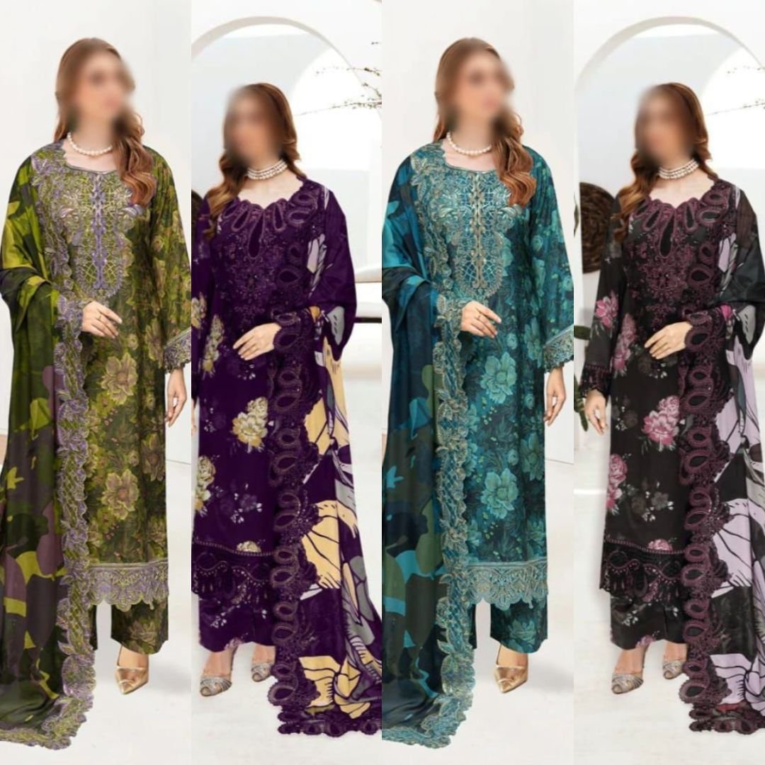 RAMSHA CHIFFON DUPATTA | Premium Lawn 3pc Unstitched | Designer Embroidery - Discover the exquisite RAMSHA CHIFFON DUPATTA, a