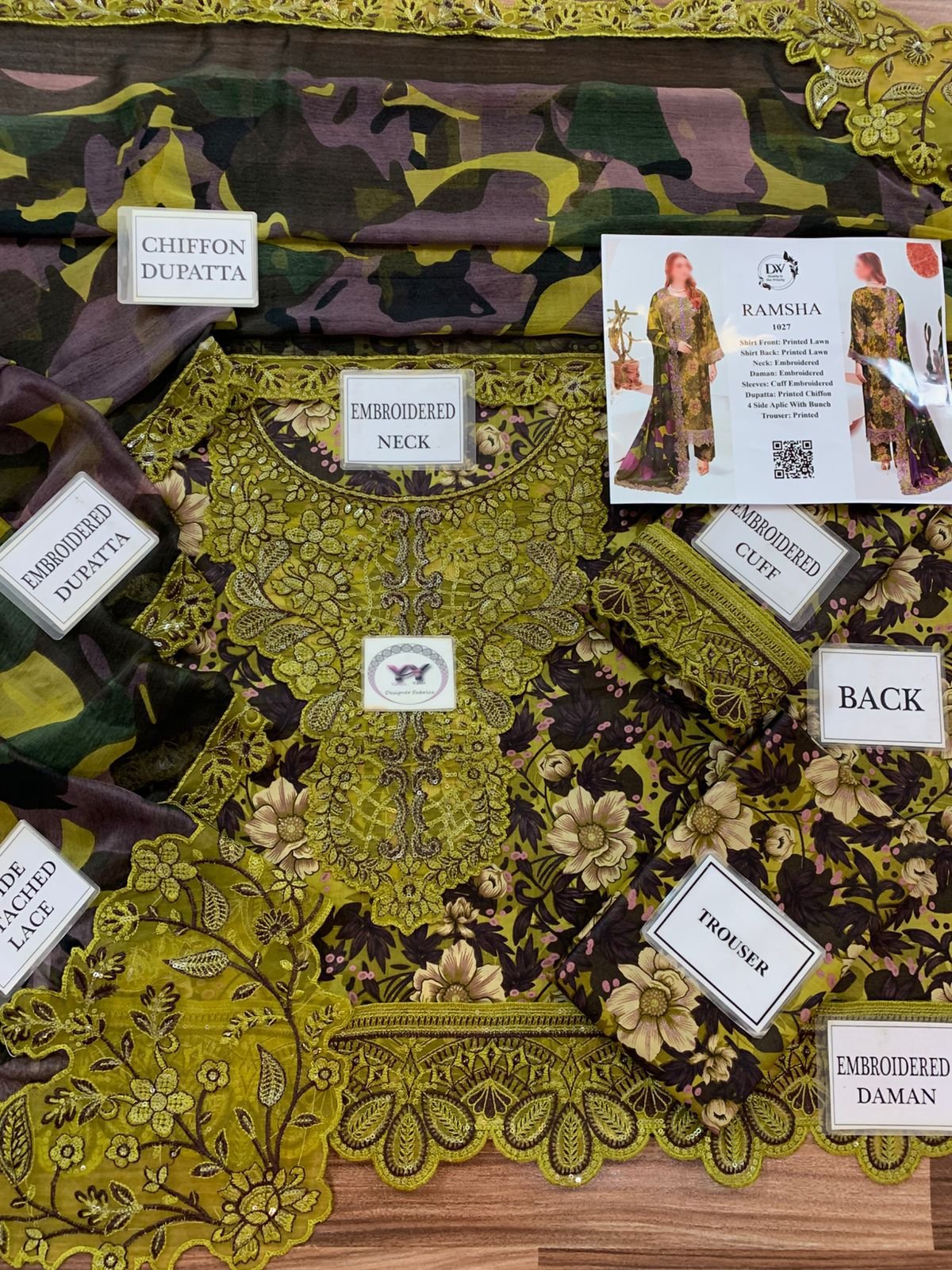 RAMSHA CHIFFON DUPATTA | Premium Lawn 3pc Unstitched | Designer Embroidery - Image 4