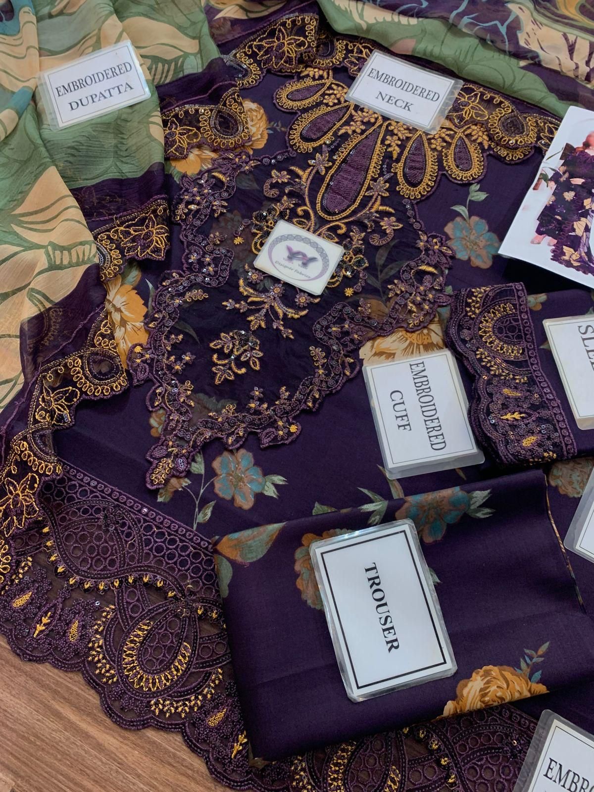 RAMSHA CHIFFON DUPATTA | Premium Lawn 3pc Unstitched | Designer Embroidery - Image 8