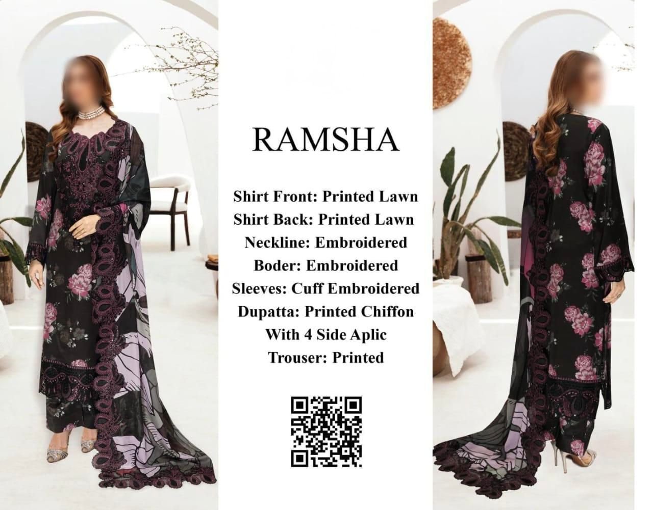 RAMSHA CHIFFON DUPATTA | Premium Lawn 3pc Unstitched | Designer Embroidery - Image 14
