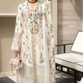 Crimson by Saira Shakira Luxury Lawn Monsoon Blooms Embroidered Off-White Ensemble - CSSL-MONSOON BLOOMS-22 - Immerse yoursel
