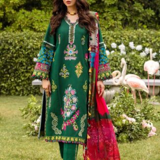 SADAF FAWAD Luxury Embroidered Lawn 3PC Unstitched Suit for Eid - Step into a world of timeless elegance and