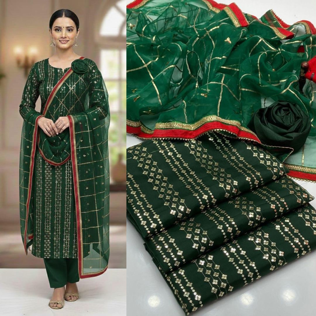Elegant Black Organza Suit Set with Intricate Sequence Work and Stunning Dupatta - Image 2