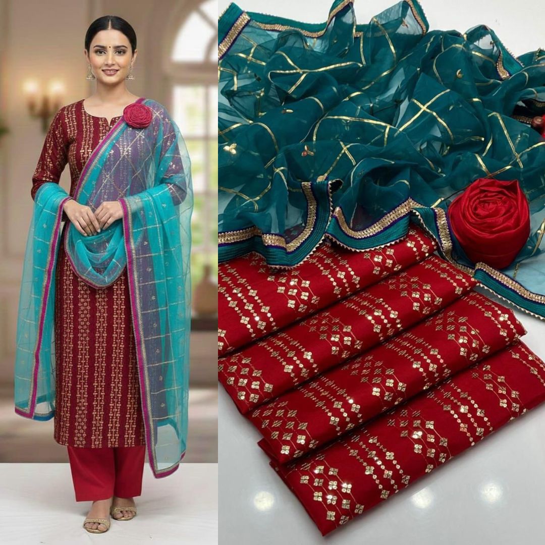 Elegant Black Organza Suit Set with Intricate Sequence Work and Stunning Dupatta - Image 3