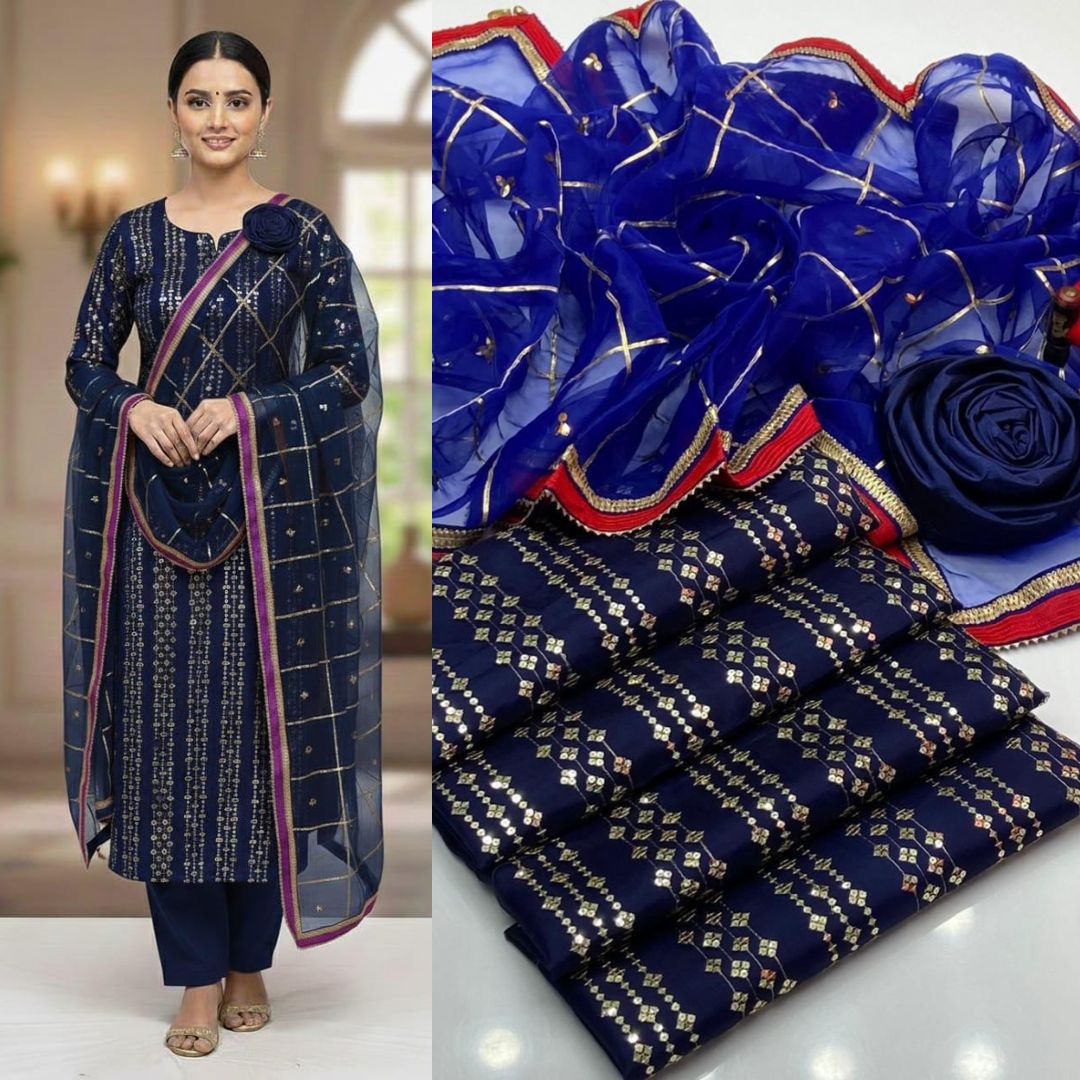 Elegant Black Organza Suit Set with Intricate Sequence Work and Stunning Dupatta - Image 4