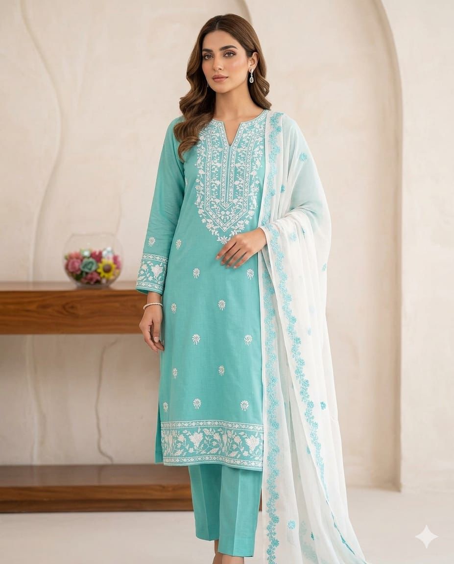 Exquisite Lawn Cotton Multani Embroidered Unstitched 3pc Suit - Image 2