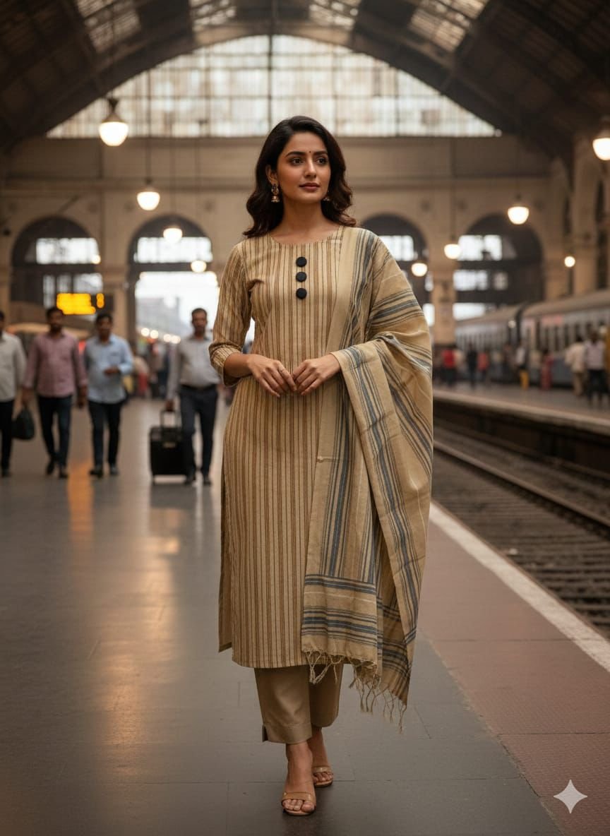 Elegant Cotton Susi Multani 3pc Unstitched Suit | Self Lining Pattern - Image 5