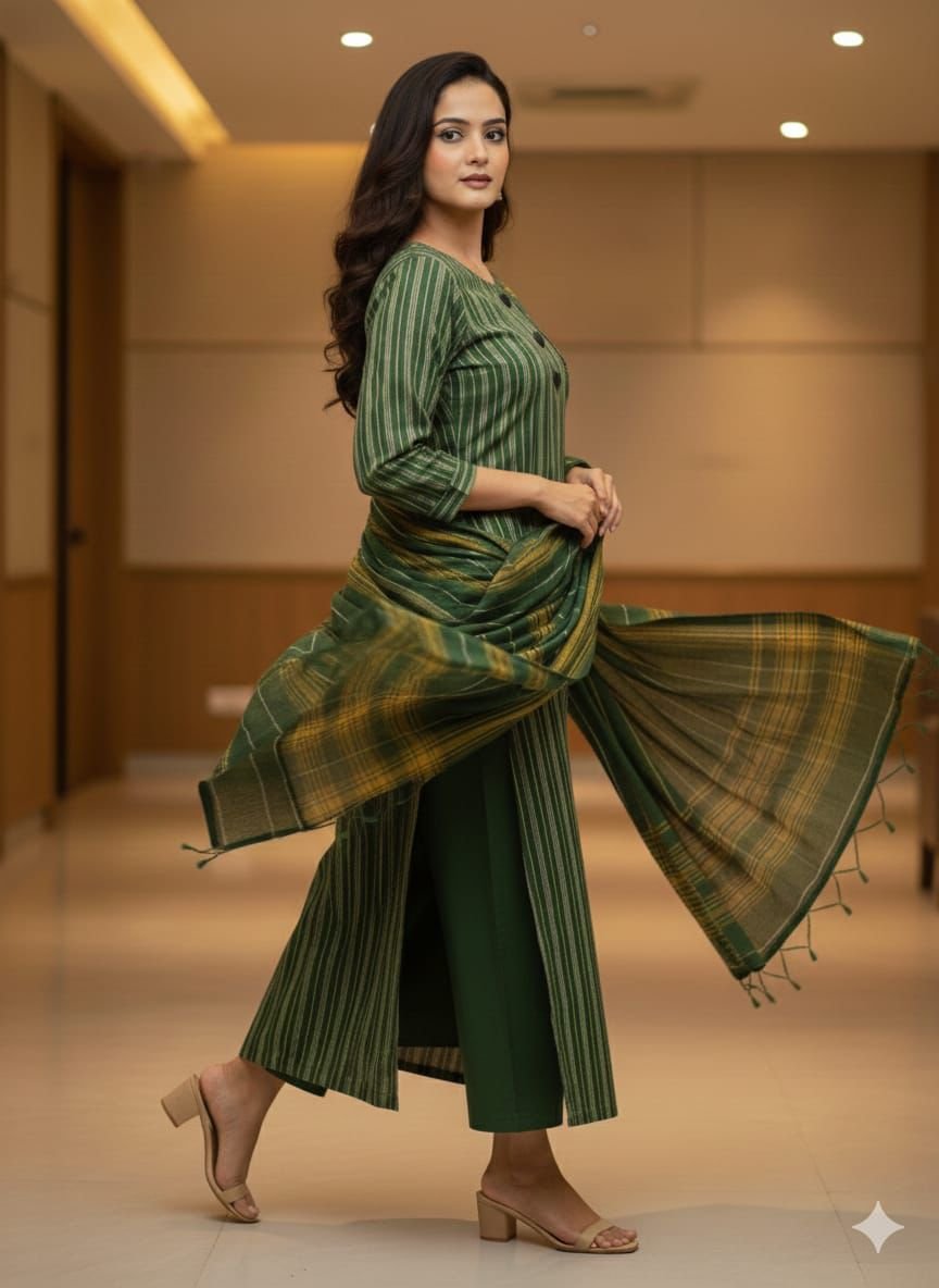 Elegant Cotton Susi Multani 3pc Unstitched Suit | Self Lining Pattern - Image 7