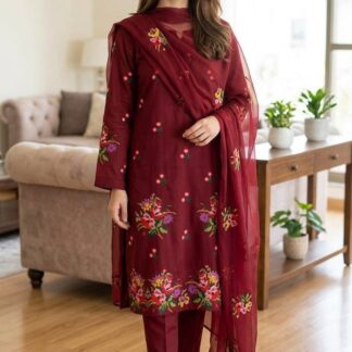 Exquisite Lawn Cotton Embroidered Unstitched 3-Piece Suit for Women - Elevate your ethnic wardrobe with our stunning Lawn