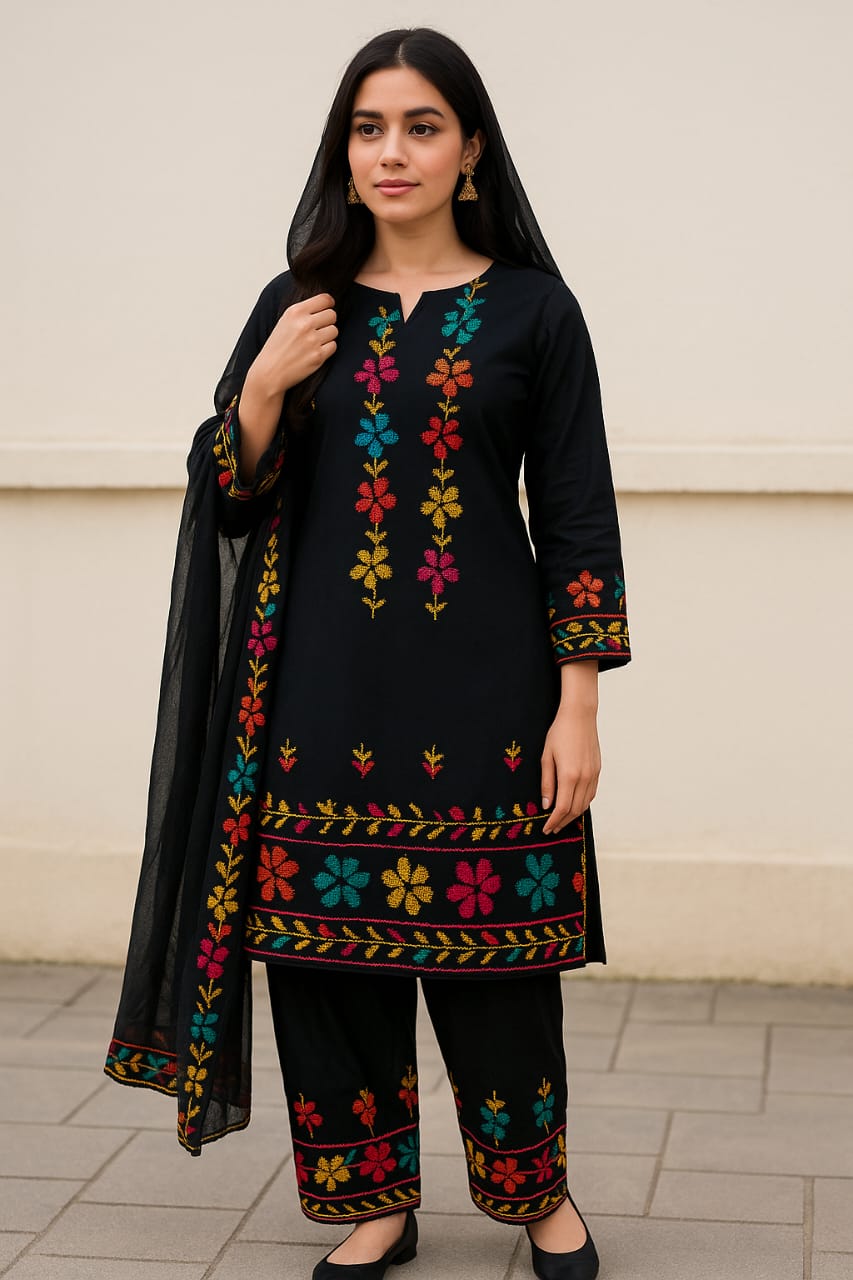 Exquisite Multani Traditional Lawn Cotton Embroidered 3PC Suit - Step into a realm of timeless elegance and