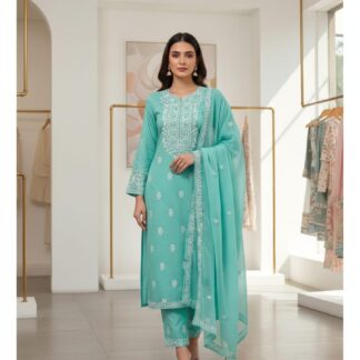 Exquisite Lawn Cotton Unstitiched 3pc Suit with Multani Embroidery - Peach Perfection - Elevate your ethnic wardrobe with thi