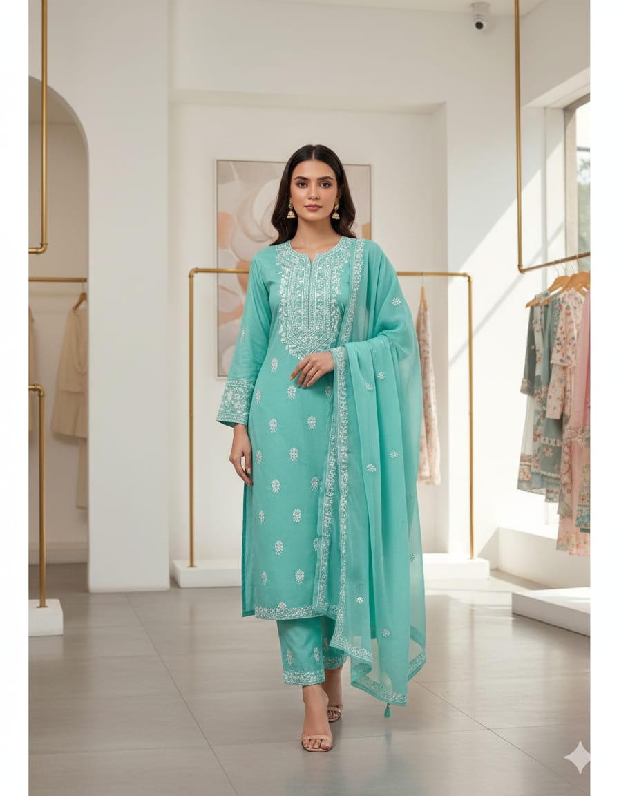 Exquisite Lawn Cotton Unstitiched 3pc Suit with Multani Embroidery - Peach Perfection - Elevate your ethnic wardrobe with thi