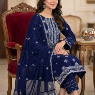 Embroidered Lawn Cotton Unstitched 3-Piece Suit for Women - Discover unparalleled elegance with our exquisite 3-piece unstitc