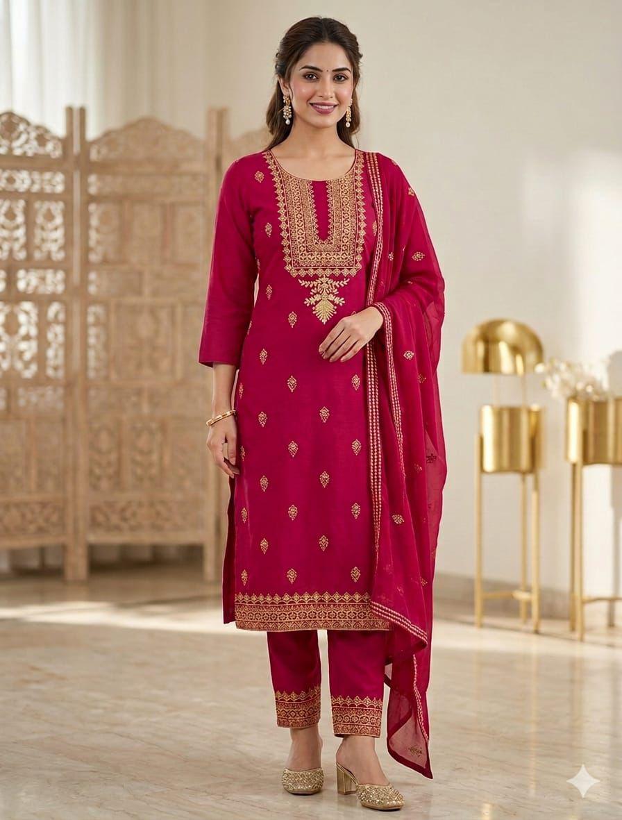 Maroon Lawn Cotton Embroidered Sequence Luxury Unstitched 3pc Maroon (Deep Wine) Black Mustard (Dark Yellow/Ochre) Red (Bright Crimson) Plum (Dark Magenta/Burgundy) Teal Green (Deep Sea Green) - Image 4