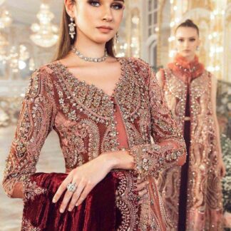 Maria B Unstitched Replica Net Frock | Elegant Sequence & Handwork Ensemble