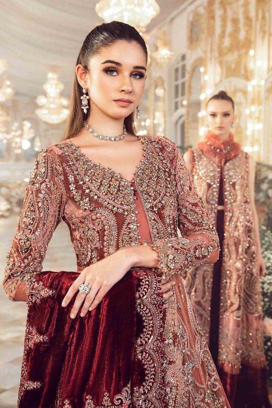 Maria B Unstitched Replica Net Frock | Elegant Sequence & Handwork Ensemble - Immerse yourself in the captivating allure