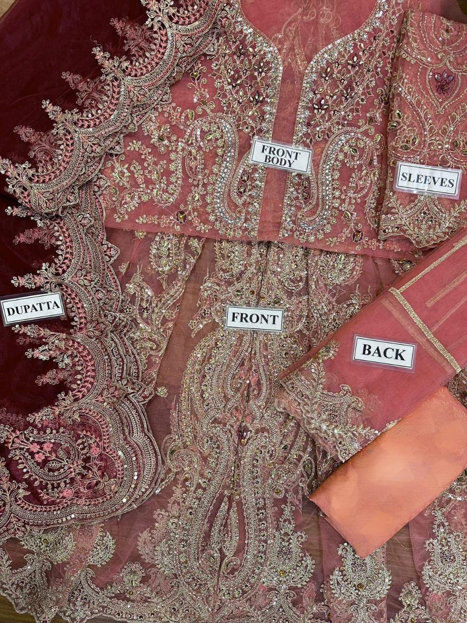 Maria B Unstitched Replica Net Frock | Elegant Sequence & Handwork Ensemble - Image 5