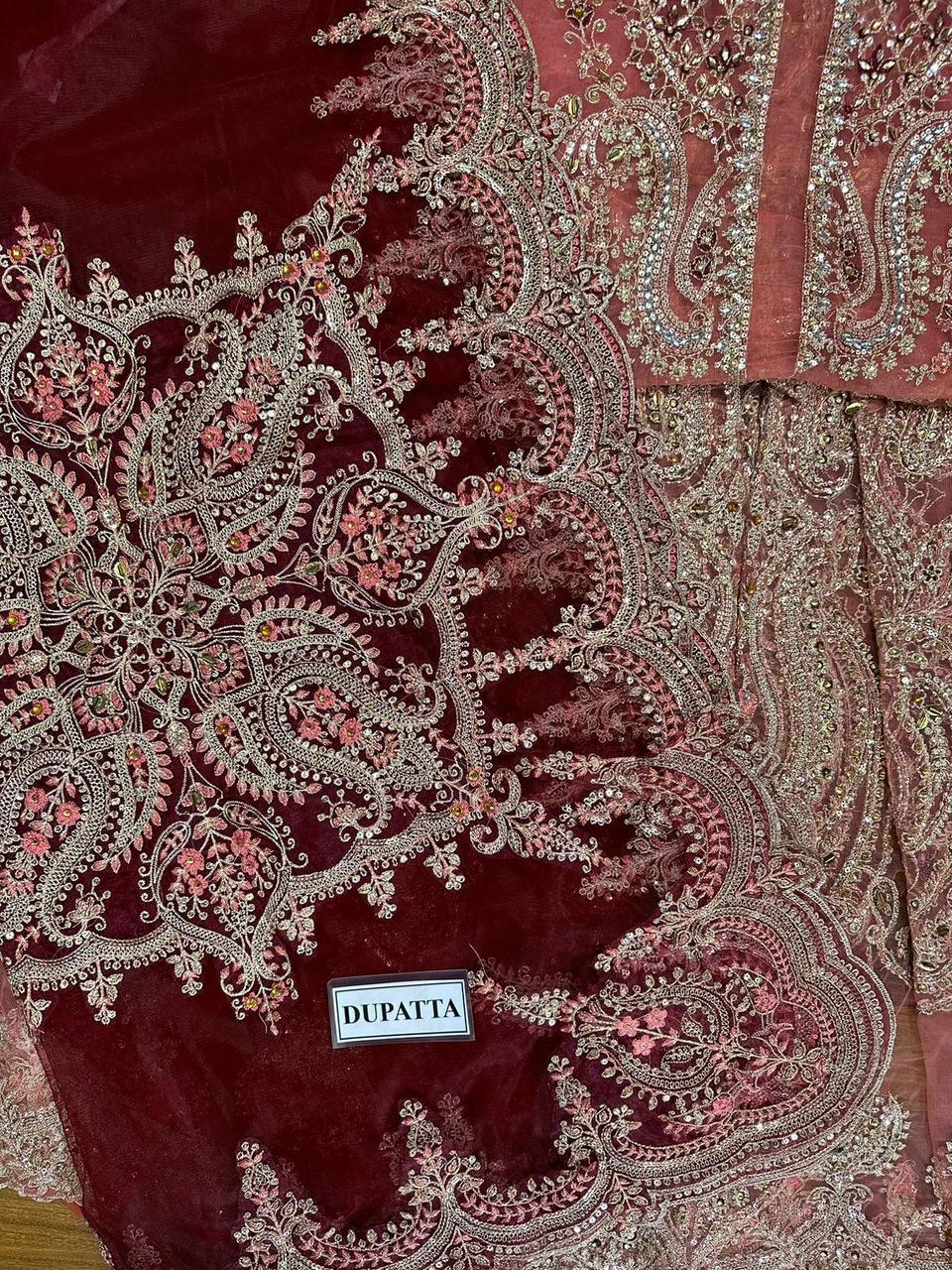 Maria B Unstitched Replica Net Frock | Elegant Sequence & Handwork Ensemble - Image 3
