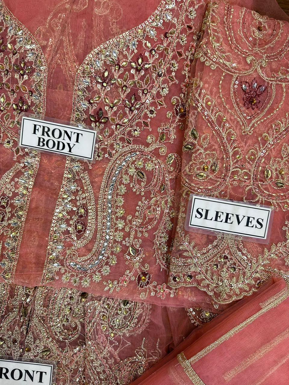 Maria B Unstitched Replica Net Frock | Elegant Sequence & Handwork Ensemble - Image 4