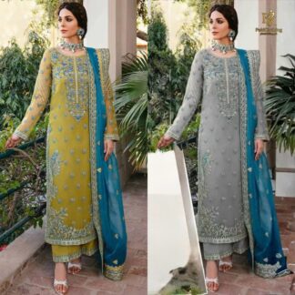 AKBAR ASLAM Exquisite Organza Embroidered Unstitched 3PC Wedding Suit | Luxury Sequence & Adda Work Formal Wear