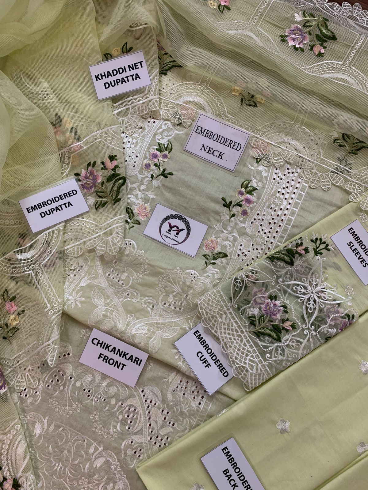ELAF CHICKENKARI Collection: Exquisite Embroidered Cotton Organza Suit - Image 4