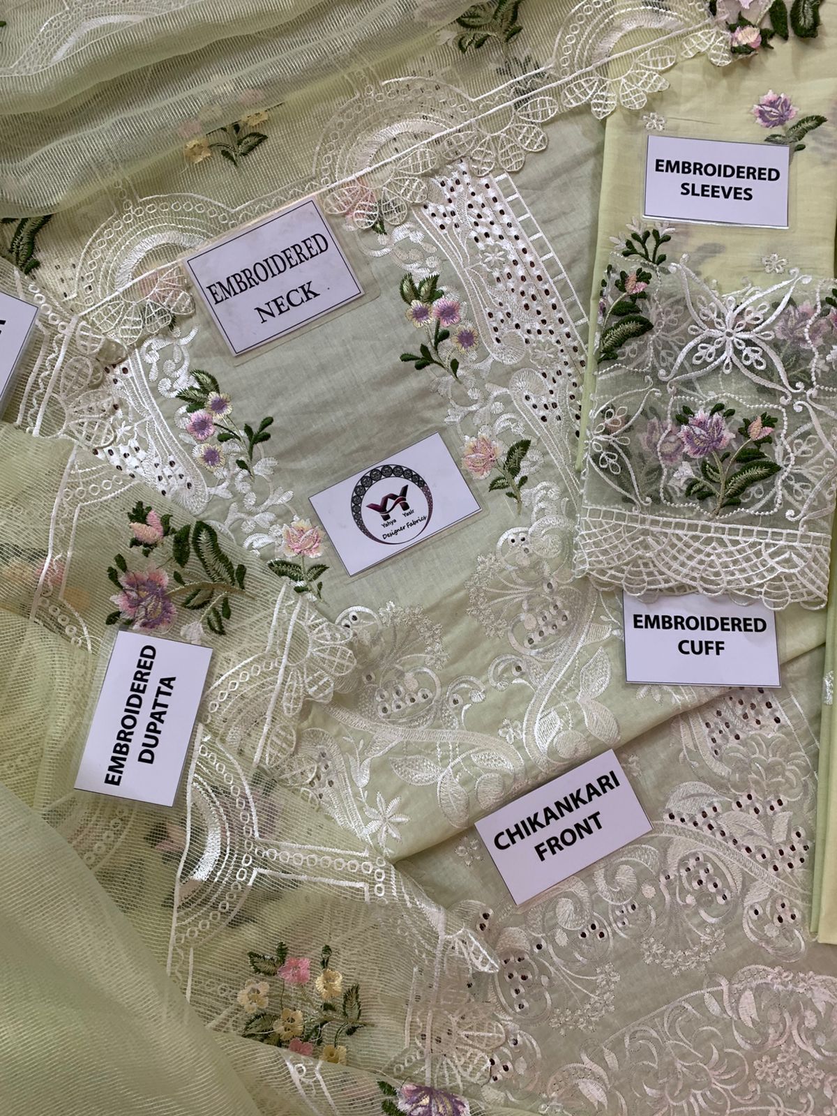 ELAF CHICKENKARI Collection: Exquisite Embroidered Cotton Organza Suit - Image 5