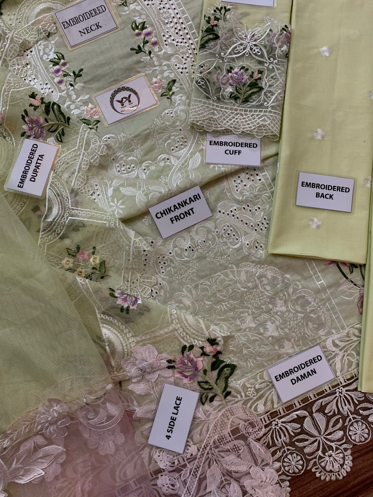 ELAF CHICKENKARI Collection: Exquisite Embroidered Cotton Organza Suit - Image 10