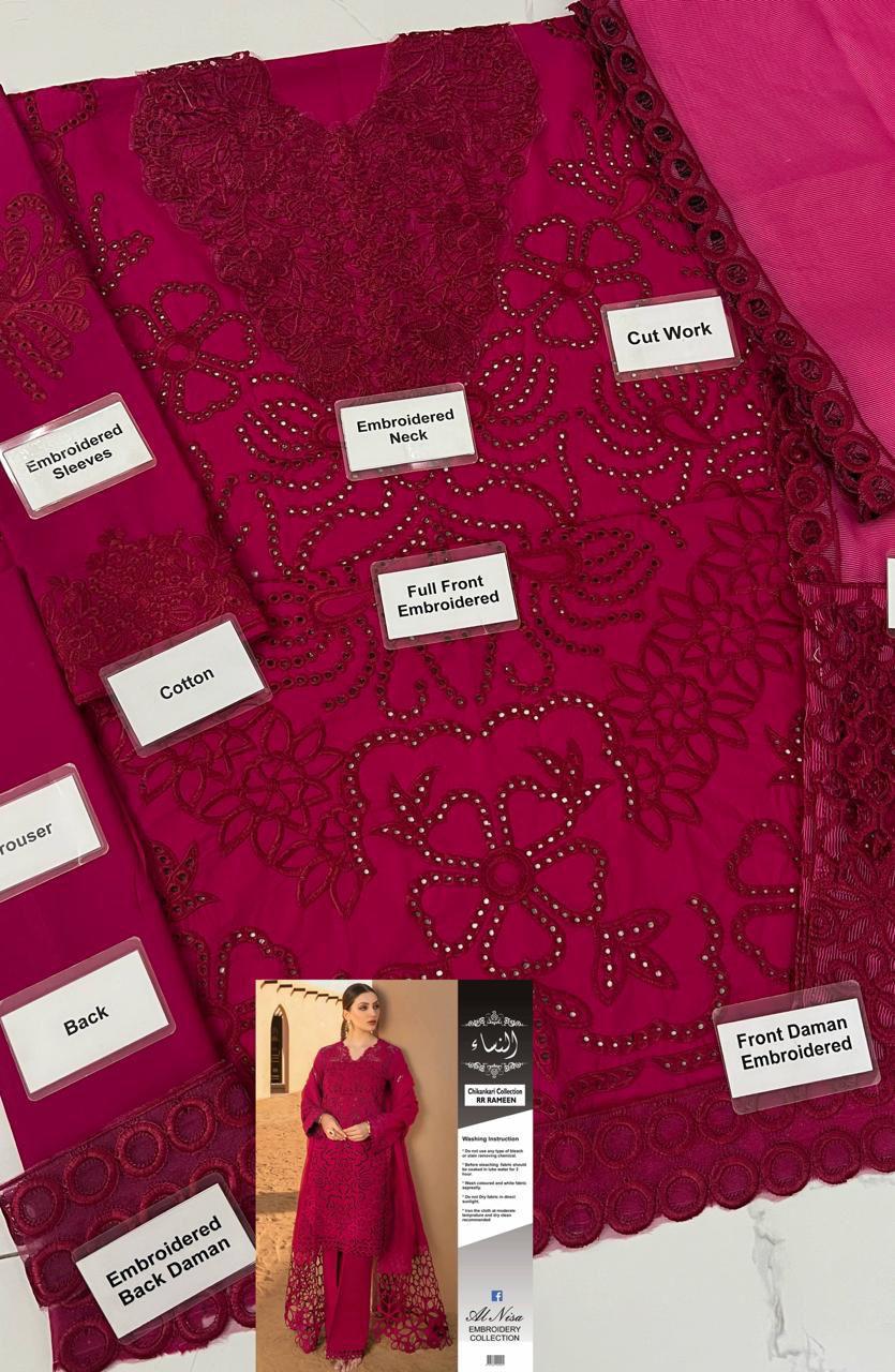 RANG RASIYA Rameen Collection: Exquisite Chikankari Cotton & Khaadi Net Embroidered Dress - Image 3