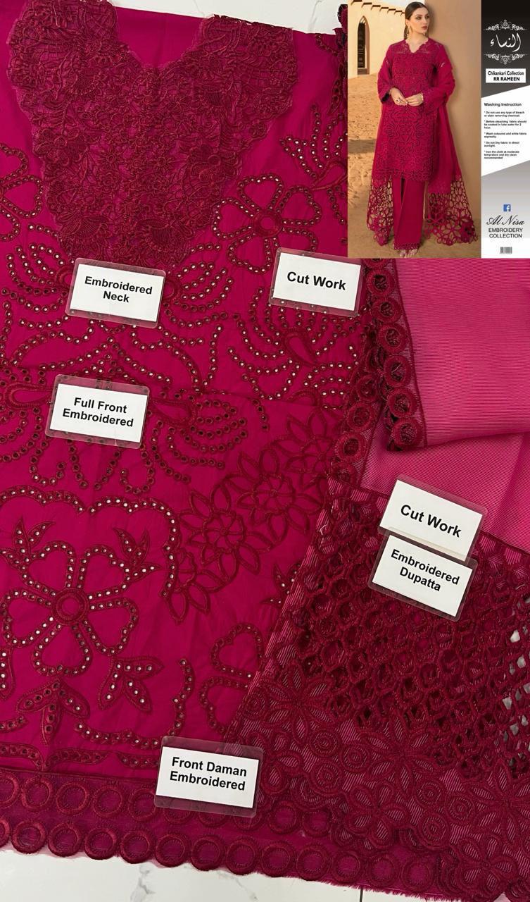 RANG RASIYA Rameen Collection: Exquisite Chikankari Cotton & Khaadi Net Embroidered Dress - Image 4