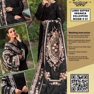Elegant Chikankari Lawn Cotton Embroidered Three-Piece Suit with Organza Dupatta