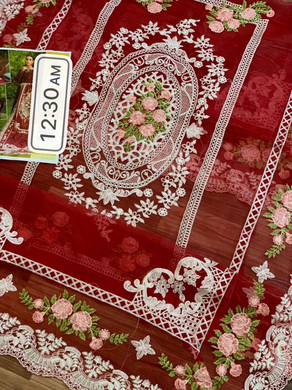 Exquisite Floral Fantasy Chikankari Lawn Cotton Suit with Organza Dupatta - Image 2