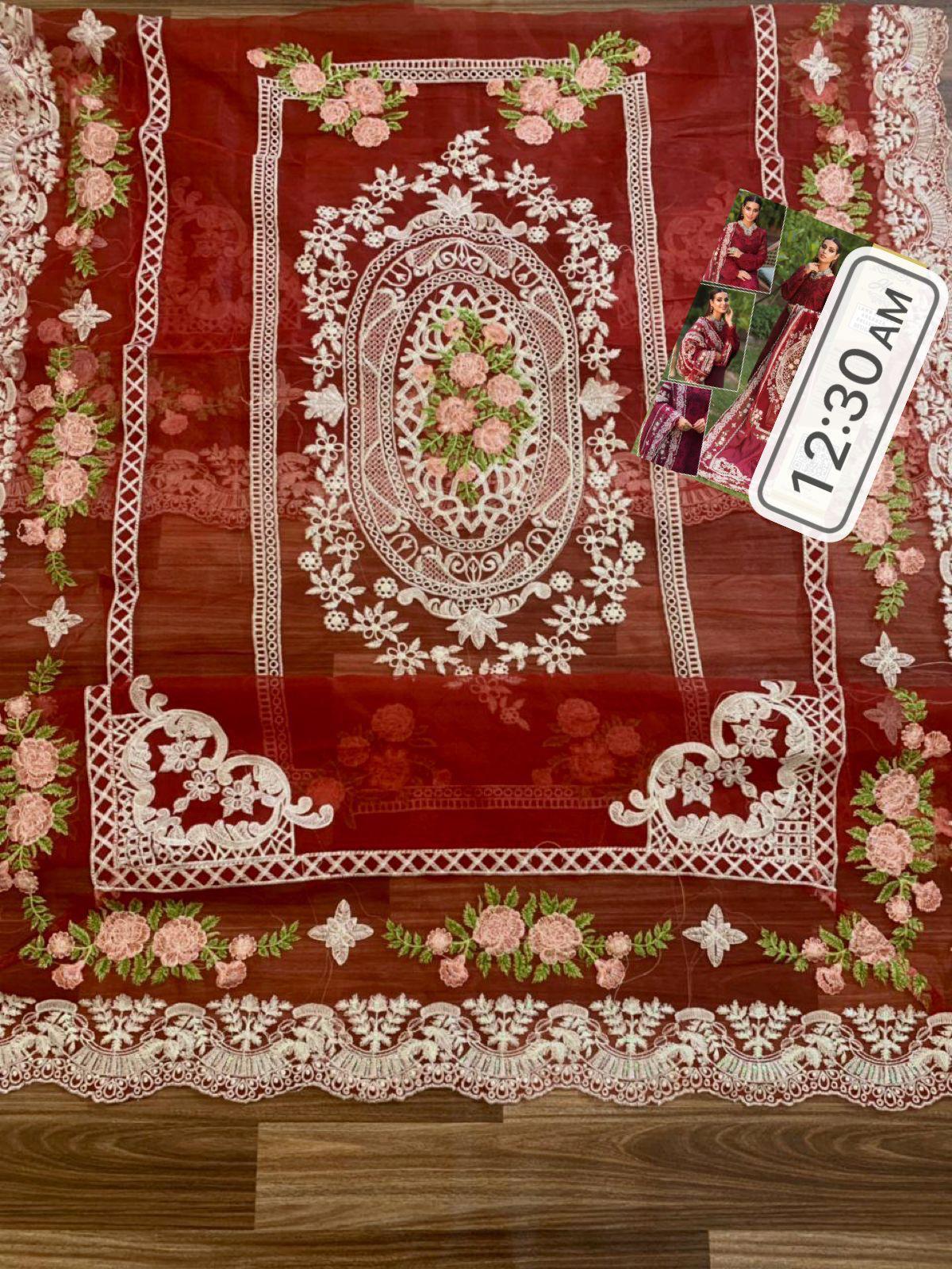 Exquisite Floral Fantasy Chikankari Lawn Cotton Suit with Organza Dupatta - Image 3