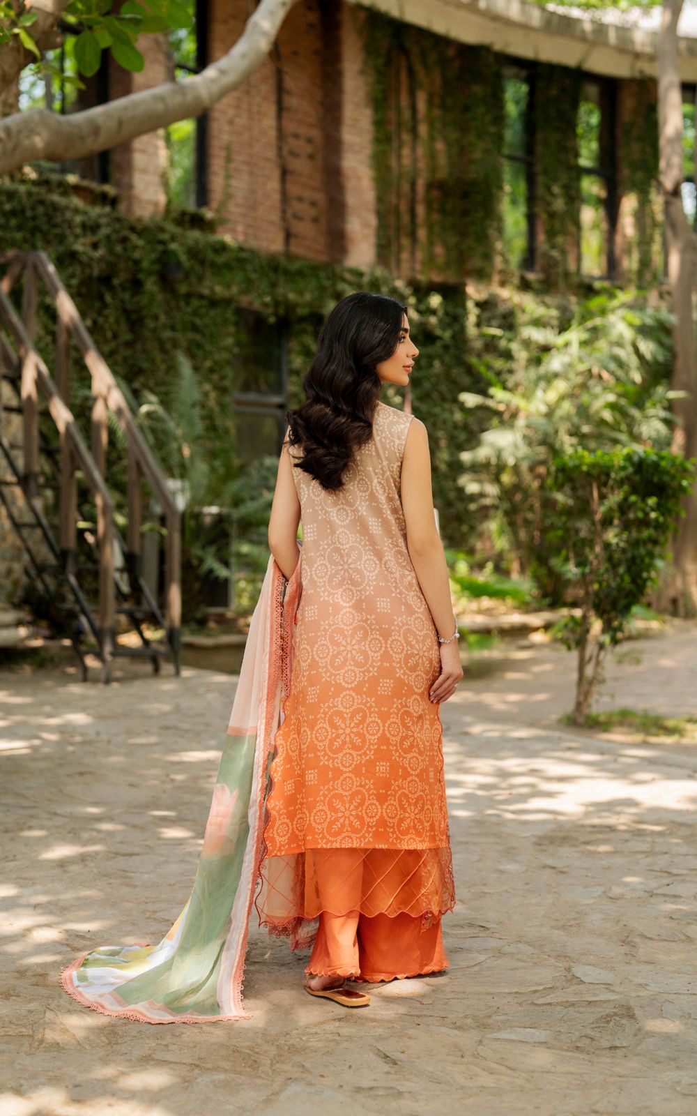 Asifa & Nabil MSSL-02 Orange Embroidered Lawn Suit with Chiffon Dupatta - Image 2