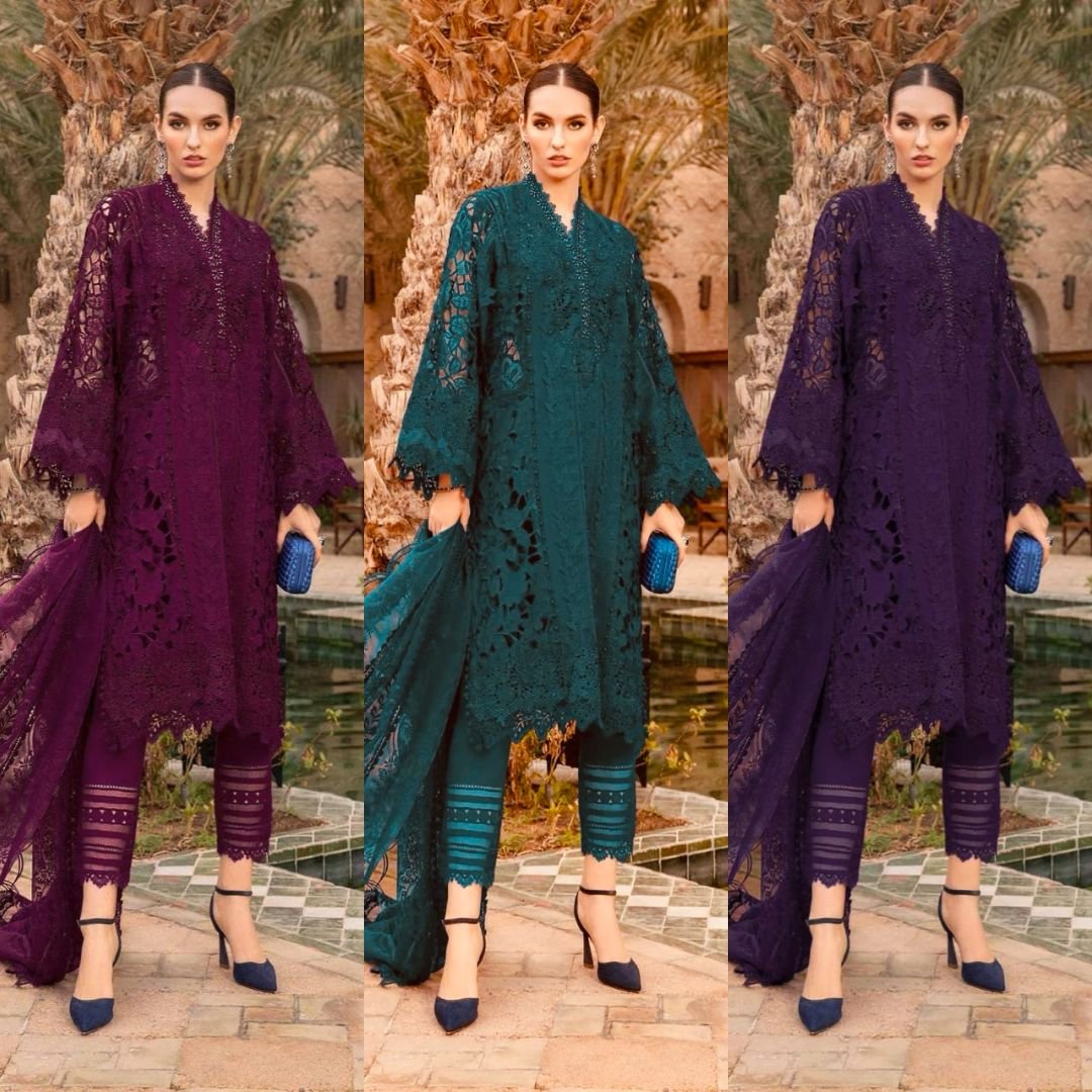 MARIA B Premium Embroidered Cotton Organza Suit | Luxury Formal Ethnic Wear - Image 5