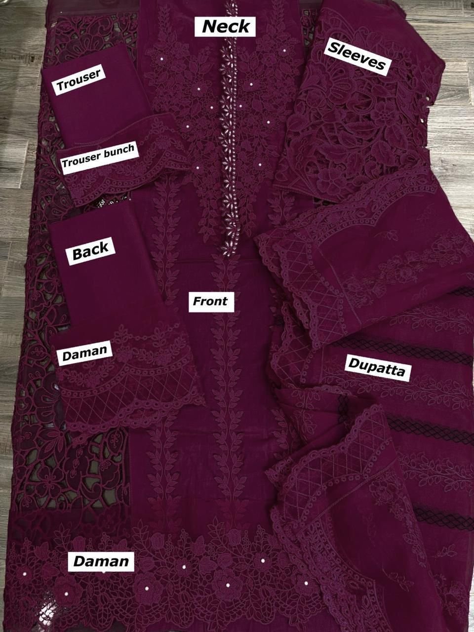MARIA B Premium Embroidered Cotton Organza Suit | Luxury Formal Ethnic Wear - Image 4