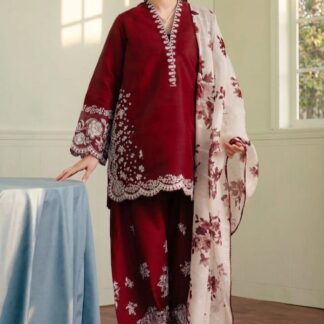 Zara Shajaha Embroidered Lawn Unstitched 3 Piece Suit - Premium Collection